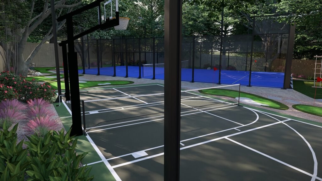 HOLE IN ONE LAWNS_CHRIS HARRISON 331 WHISPER WOOD_PERSPECTIVE_9 Backyard basketball court