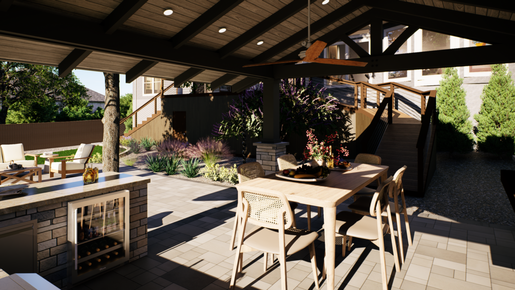 Richard Sanchez 3940 Foxtrot Trail_Hole in on lawn_Perspective_14 Backyard lounge with seating